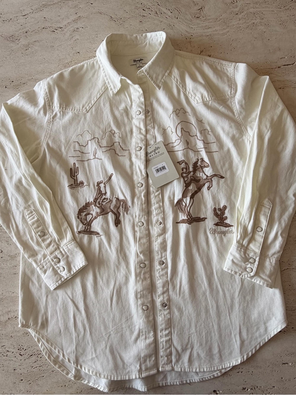 Wrangler‎ Embroidered Western-Style Shirt - Cream